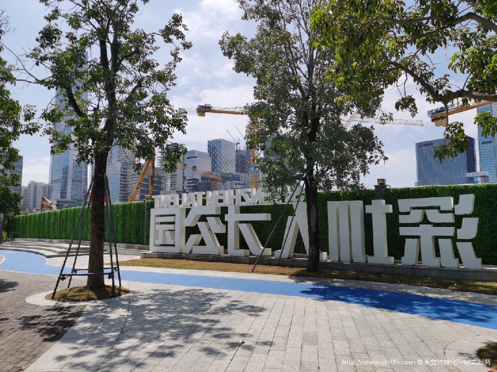 深圳南山人才公园垂直绿化仿真植物墙围档